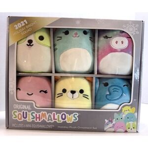 New Sealed‎ Holiday Mini Squishmallow Ornament 6-PACK 2021 Holiday Bright Squad